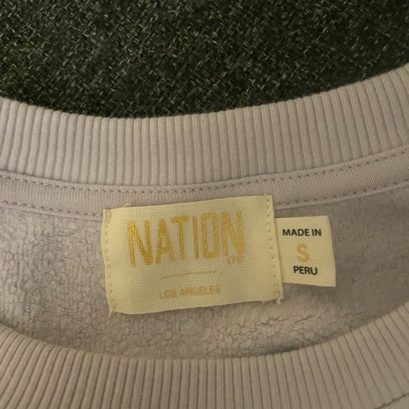 Nation LTD Daryl Violet long sleeve fleece puff shoulder sweatshirt - Picture 7 of 10